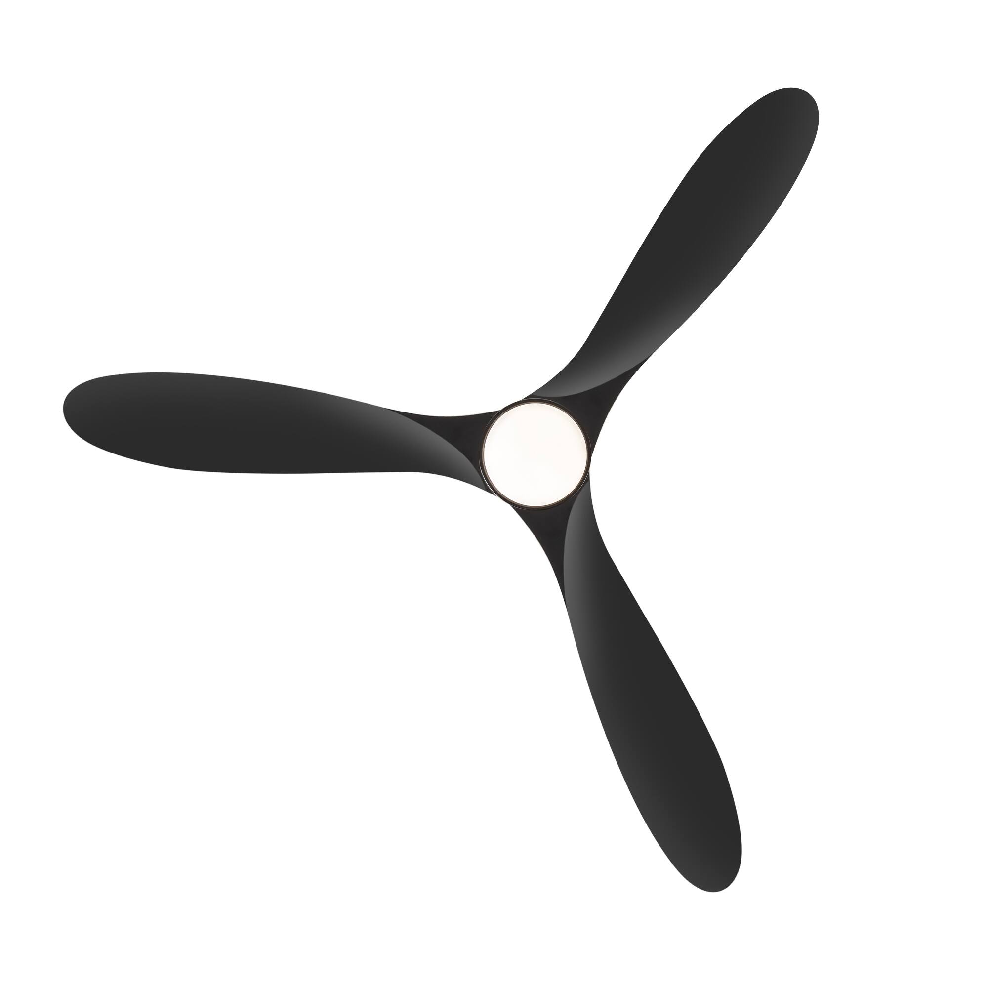 Alt View 9. Breezary - 60-Inch Indoor Ceiling Fan with 3 ABS Blades, DC Motor, 6-Speed Remote Control with Timer, 6"&12" Downrods, Led/No Light - Black (With Light).