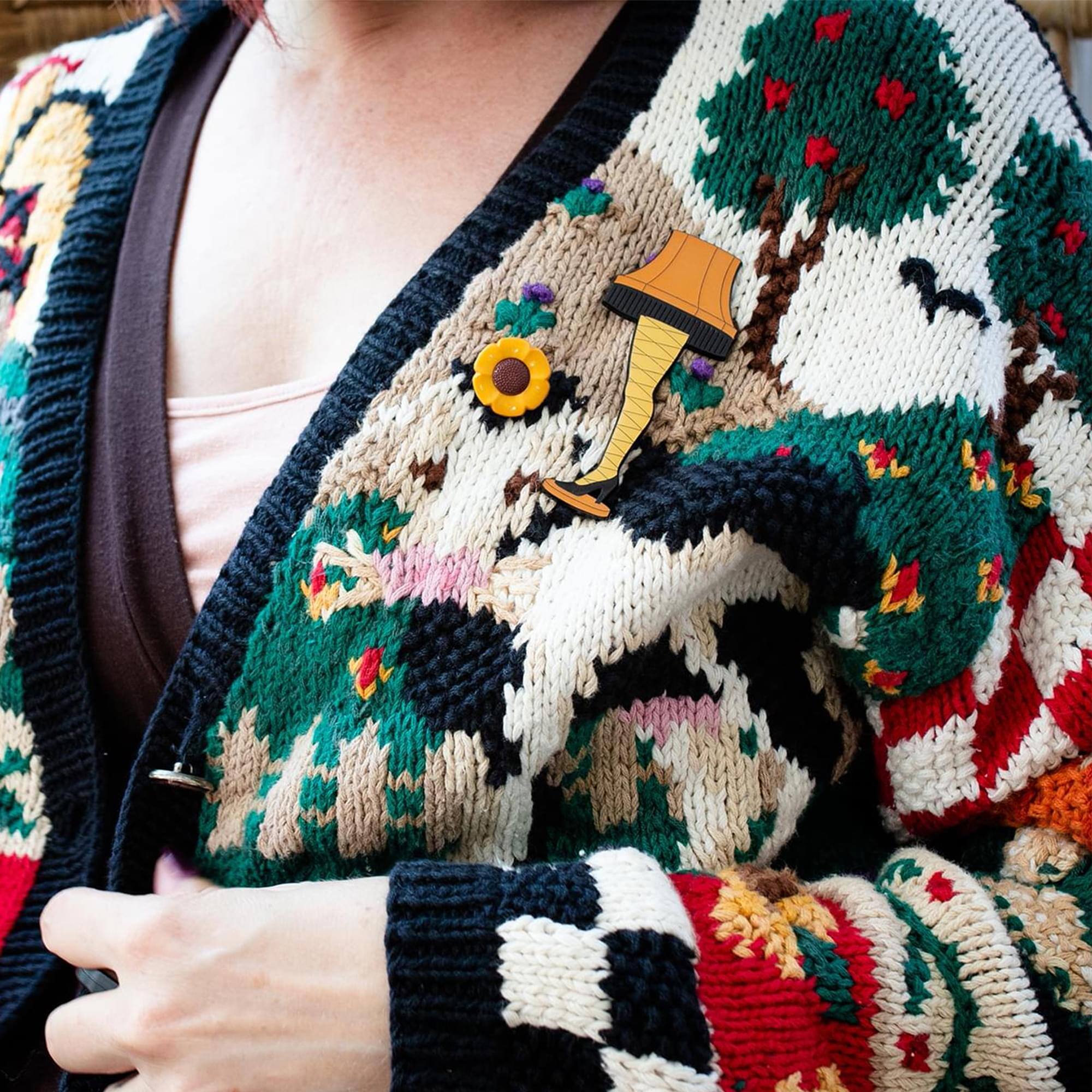 Alt View 5. Toynk - A Christmas Story Leg Lamp 3-Inch Mini Snow Globe and Enamel Pin Set - Brown.