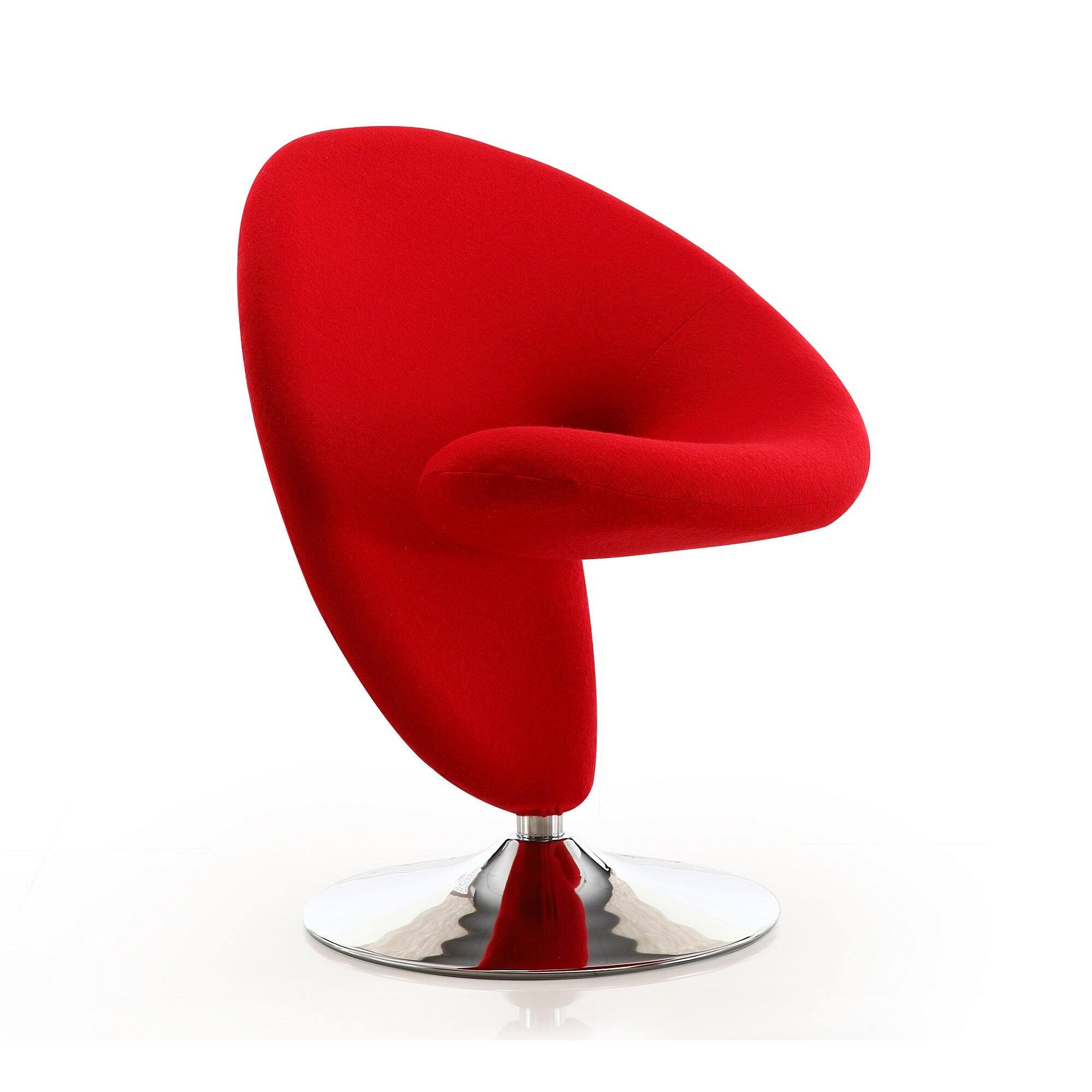 Front. Manhattan Comfort - Curl Modern Wool Blend Swivel Lounge Chair - Red.