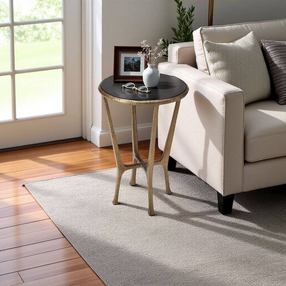 Alt View 1. Starlight Canyon Home - Stone Side Table – Unique Round Stone End Table with Metal Base Design - Multi-Color.