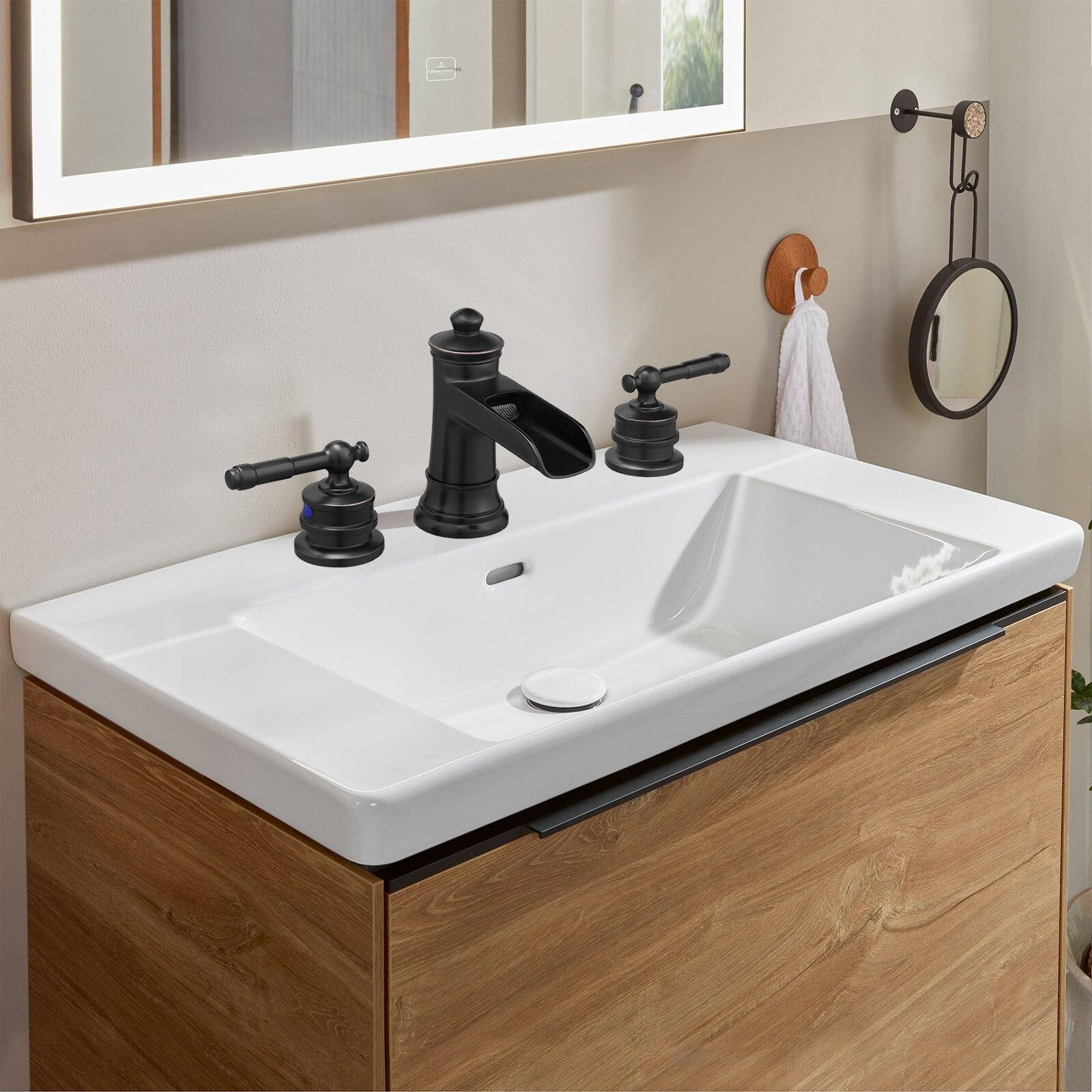 Alt View 2. Boyel Living - Classic 8 in. Widespread Double Handle Bathroom Faucet with Pop Up Drain, Water Supply Hoses in Oil Rubbed Bronze - Oil Rubbed Bronze.
