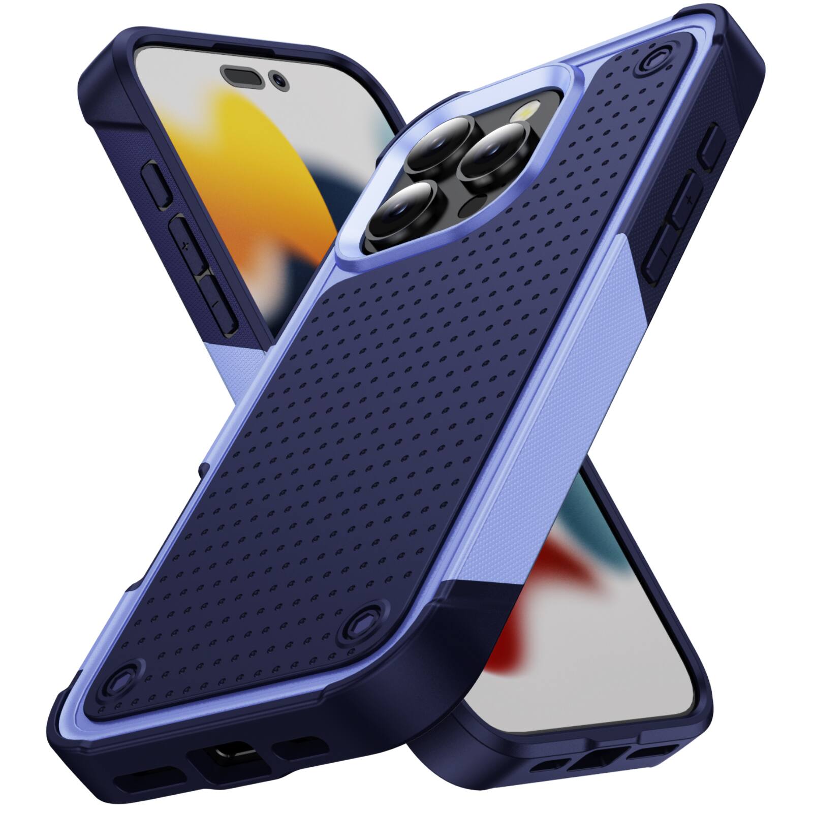 Front. Dteck - For Apple iPhone 16 Pro Case Shockproof Drop Protective Rugged Heavy Duty Heat Dissipation Hybrid Phone Cover - Lightpurple.