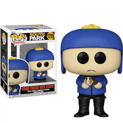 Funko POP! SOUTH PARK 1759 TELEVISION
CRAIG TUCKER WITH STRIPE
VINYL FIGURE / FIGURINE EN VINYLE / FIGURA DE VINIL / FIGURA DE VINIL
ADVERTENCIA: PEQUEÑOS OBJETOS PELOS QUE PUEDE SER UN RIESGO PARA LOS NIÑOS
ATTENTION: DANGER - PEU DE RISQUE POUR LES ENFANTS
WARNING: CHOKING HAZARD - SMALL PARTS. NOT FOR CHILDREN UNDER 3 YEARS.