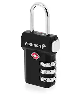Fosmon - 1 Pack TSA Locks for Luggage, Padlock Combination Luggage Lock TSA Approved with Open Alert, Combo TSA Luggage Lock - Black