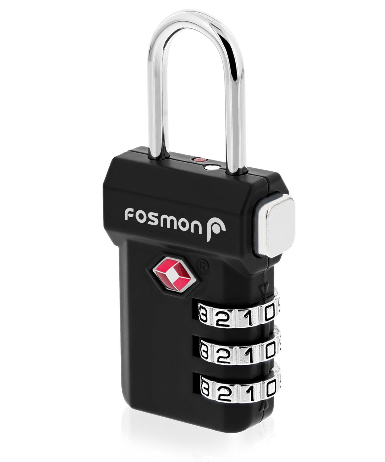 Fosmon - 1 Pack TSA Locks for Luggage, Padlock Combination Luggage Lock TSA Approved with Open Alert, Combo TSA Luggage Lock - Black