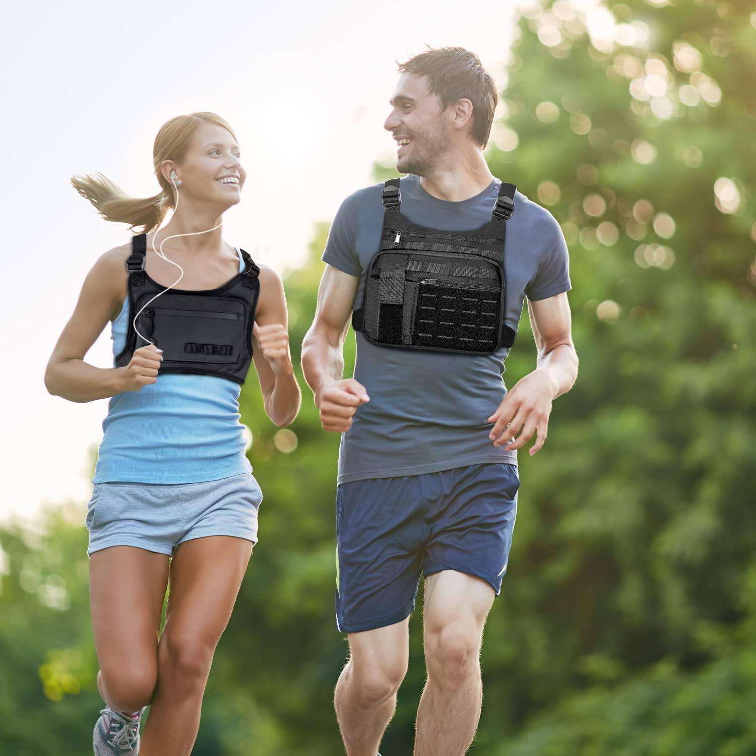 Alt View 6. Wikistore - WIKISTORE Tactical Chest Bag Lightweight Running Chest Pack Water Resistant Running Vest with Phone Holder for Men Women - Black.