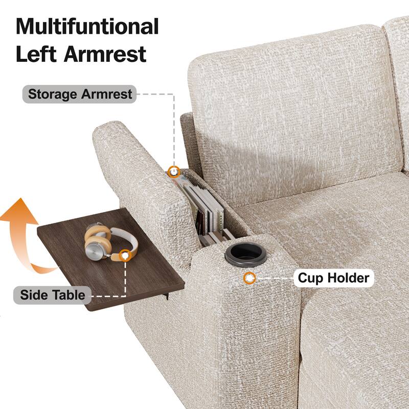 Multifunctional Left Armrest

- Storage Armrest
- Side Table
- Cup Holder