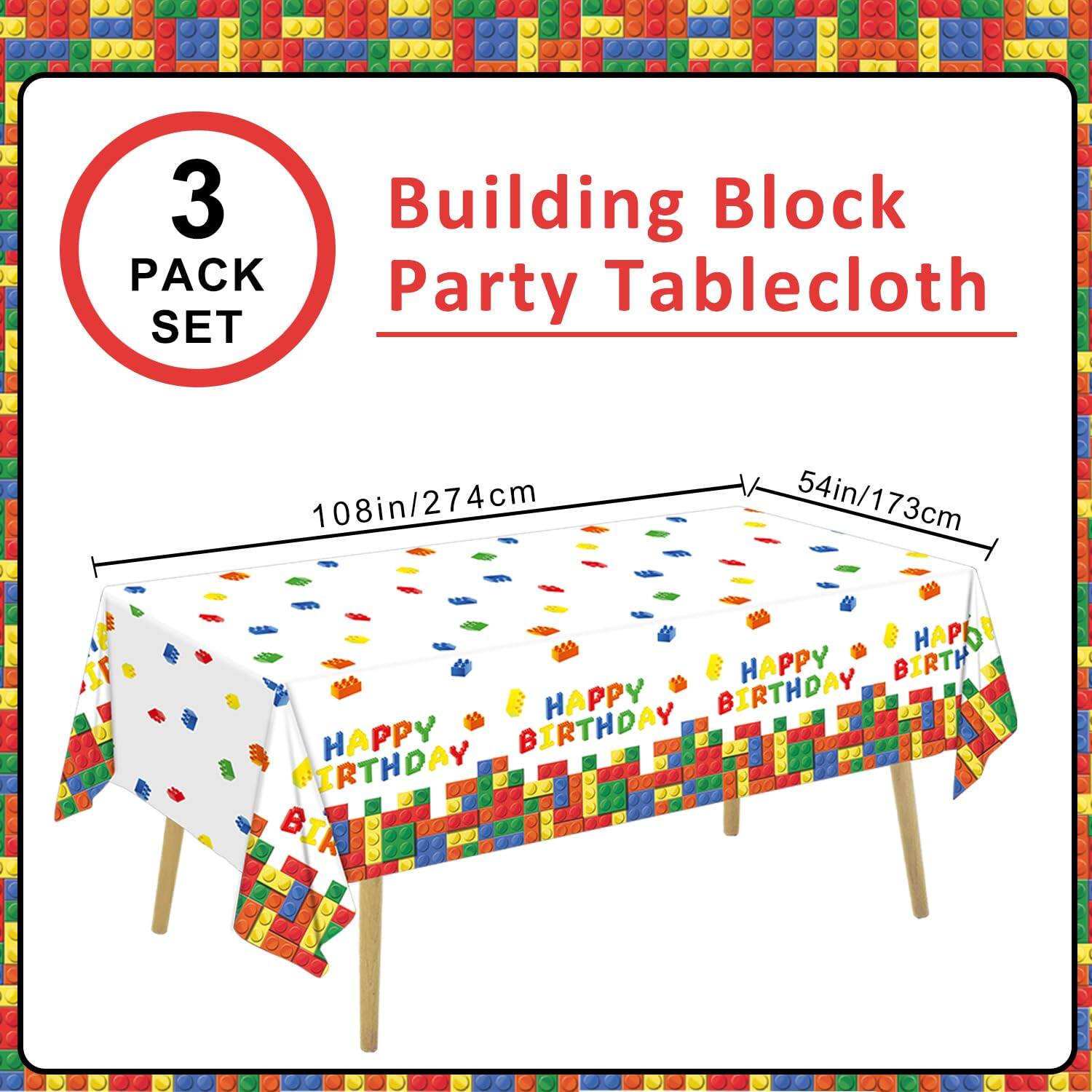 3 PACK SET

Building Block Party Tablecloth

108in/274cm x 54in/173cm

HAPPY BIRTHDAY