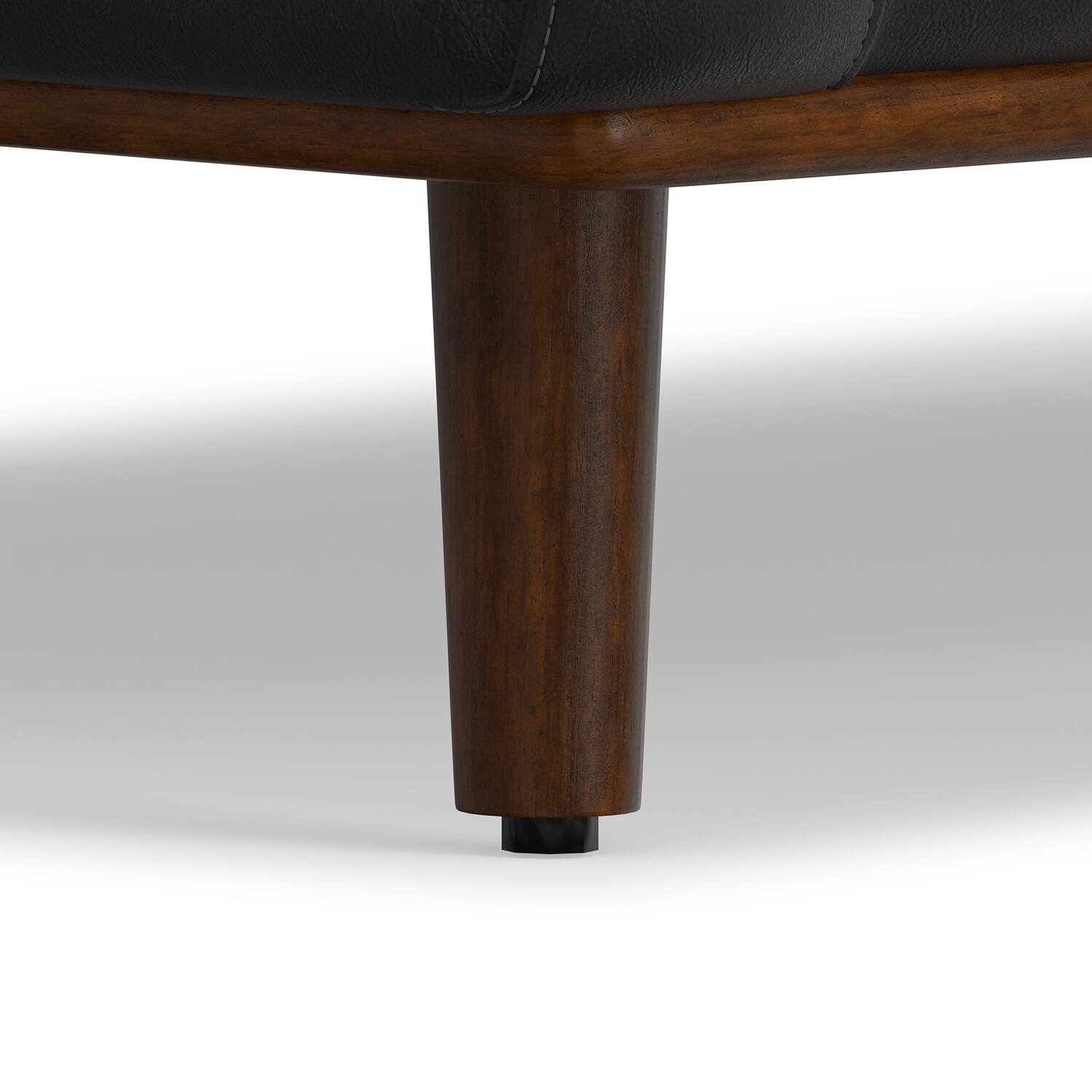 Alt View 4. Simpli Home - Morrison 89 inch Wide Mid-Century Modern Sofa in Lead Black Genuine Leather - Lead Black.