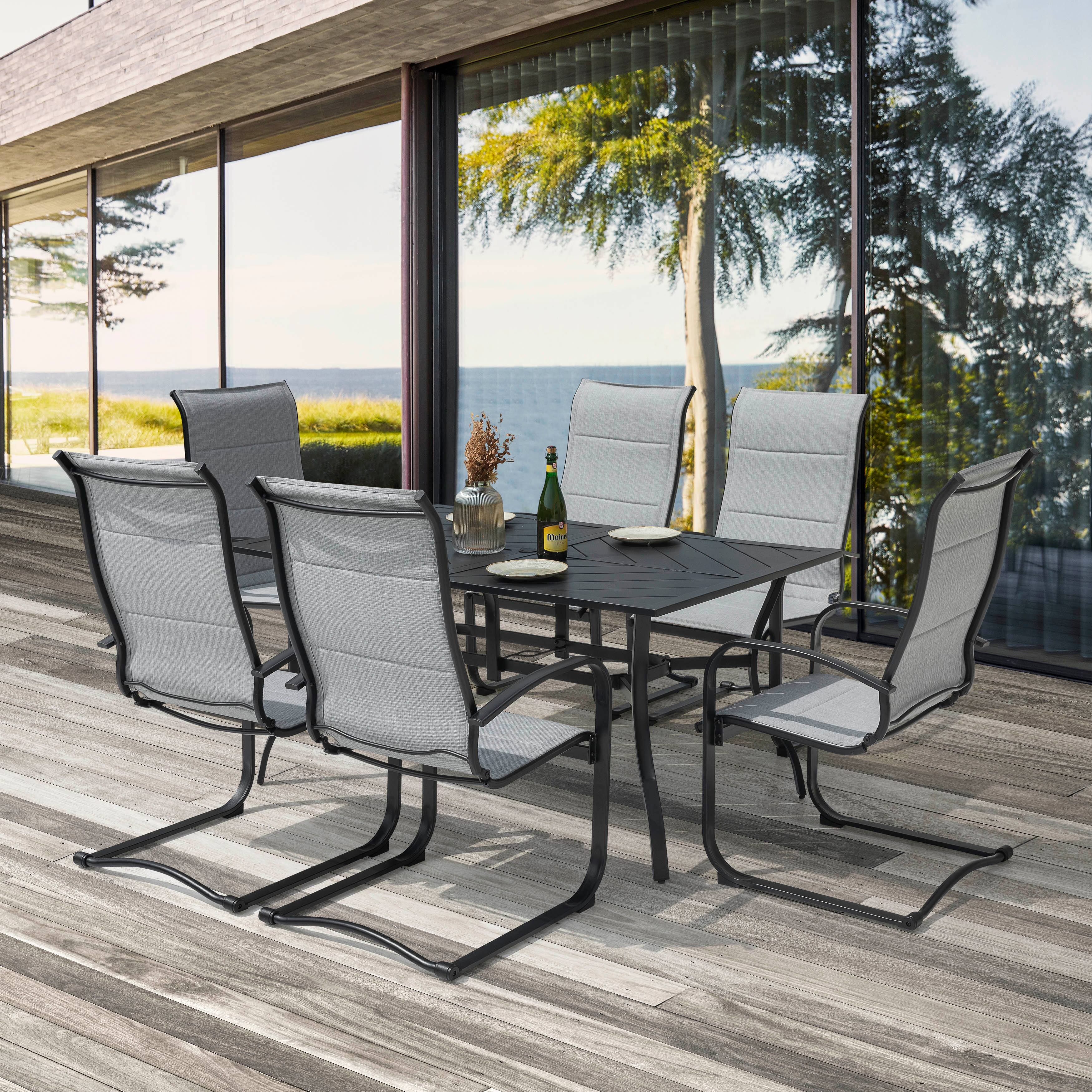 Nuu Garden Patio 7 Piece Dining Set, Premium Textilene Chairs ...