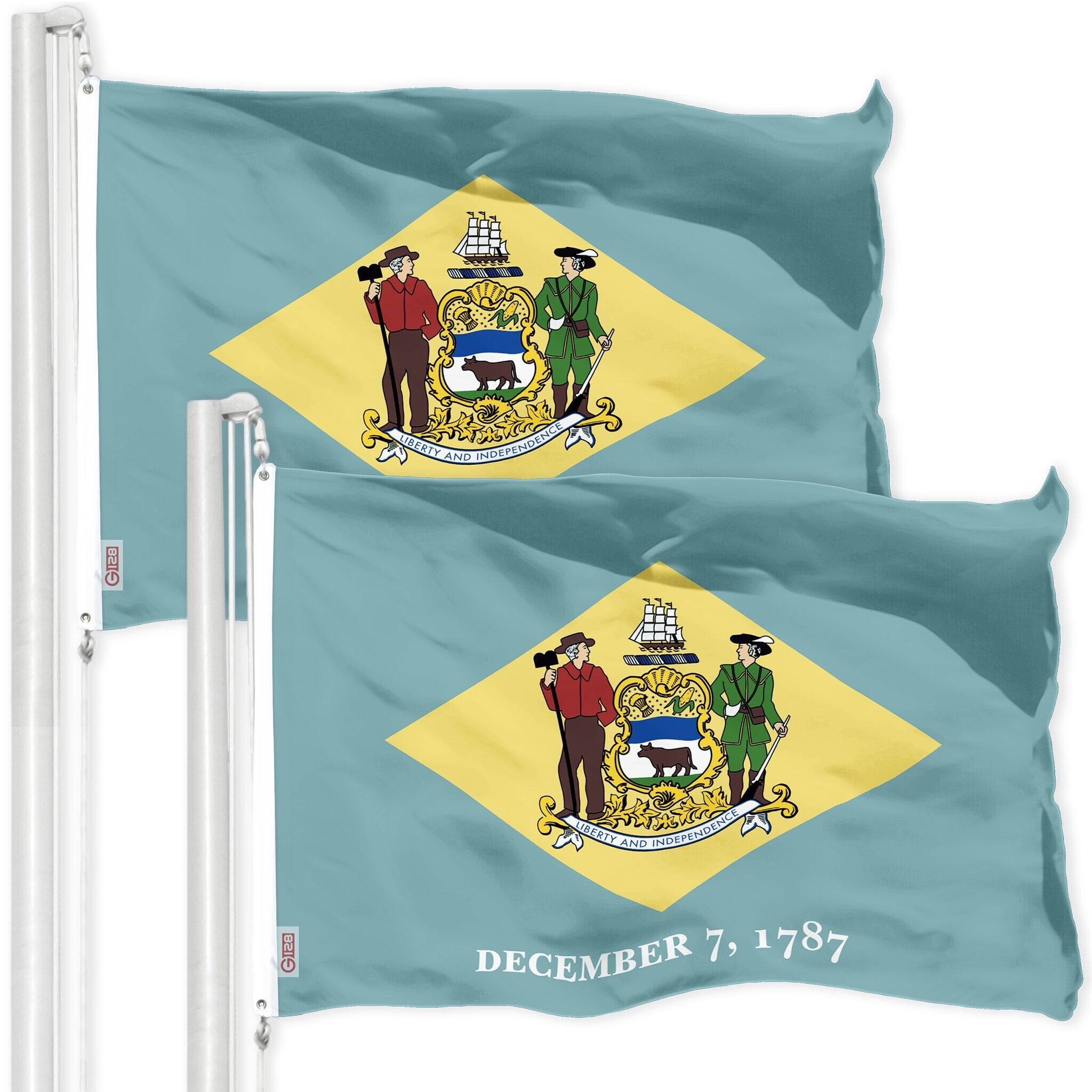 G128 2 Pack Delaware State Flag 3x5 ft Printed Polyester Indoor/Outdoor ...