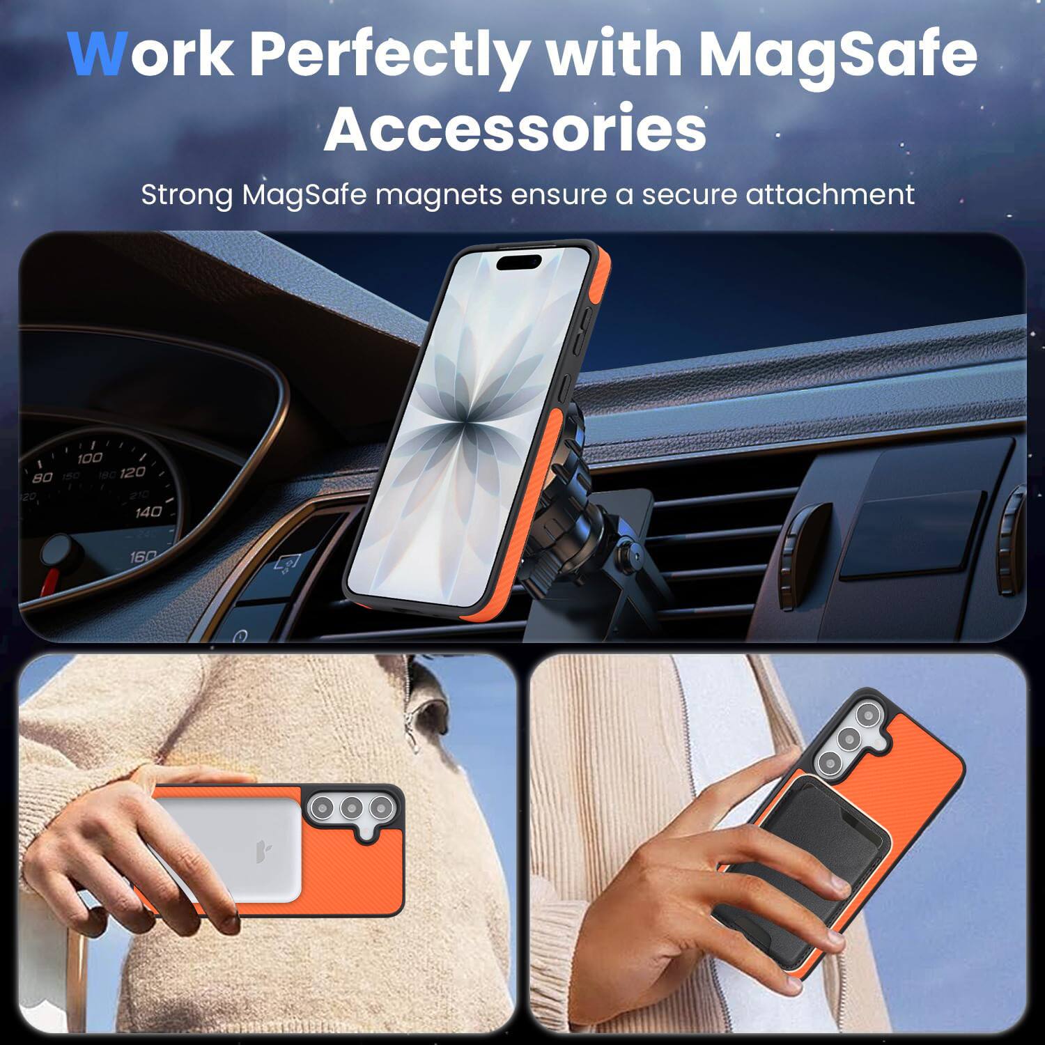 Work Perfectly with MagSafe Accessories  
Strong MagSafe magnets ensure a secure attachment