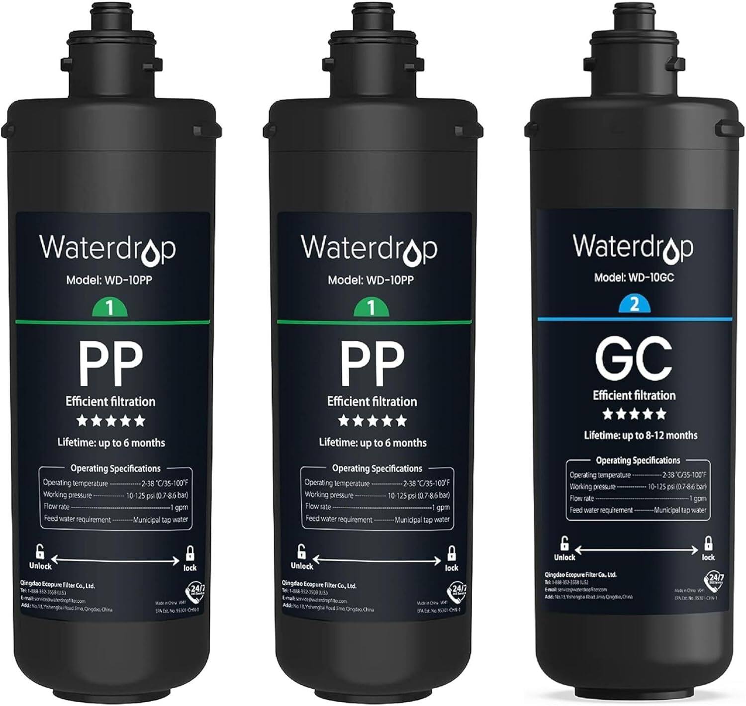 TSA 3-Stage Replacement Water Filter, Replacement for Waterdrop TSA & TSB & TSB-CM - Black price history on PriceWatchPro