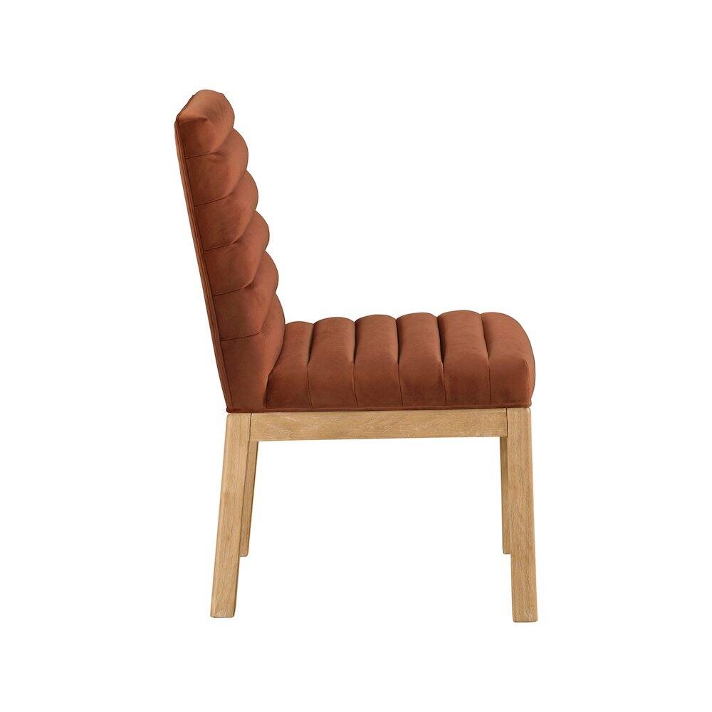 Alt View 2. Meridian Furniture - Evelyn Cognac Velvet Dining Chair - Brown.