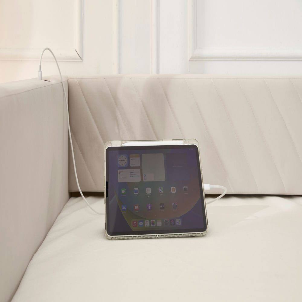 Alt View 8. Kadyn - Twin Upholstered Daybed with Trundle, USB Port & Side Pockets, Modern V-Grain Backrest, No Box Spring - Beige.