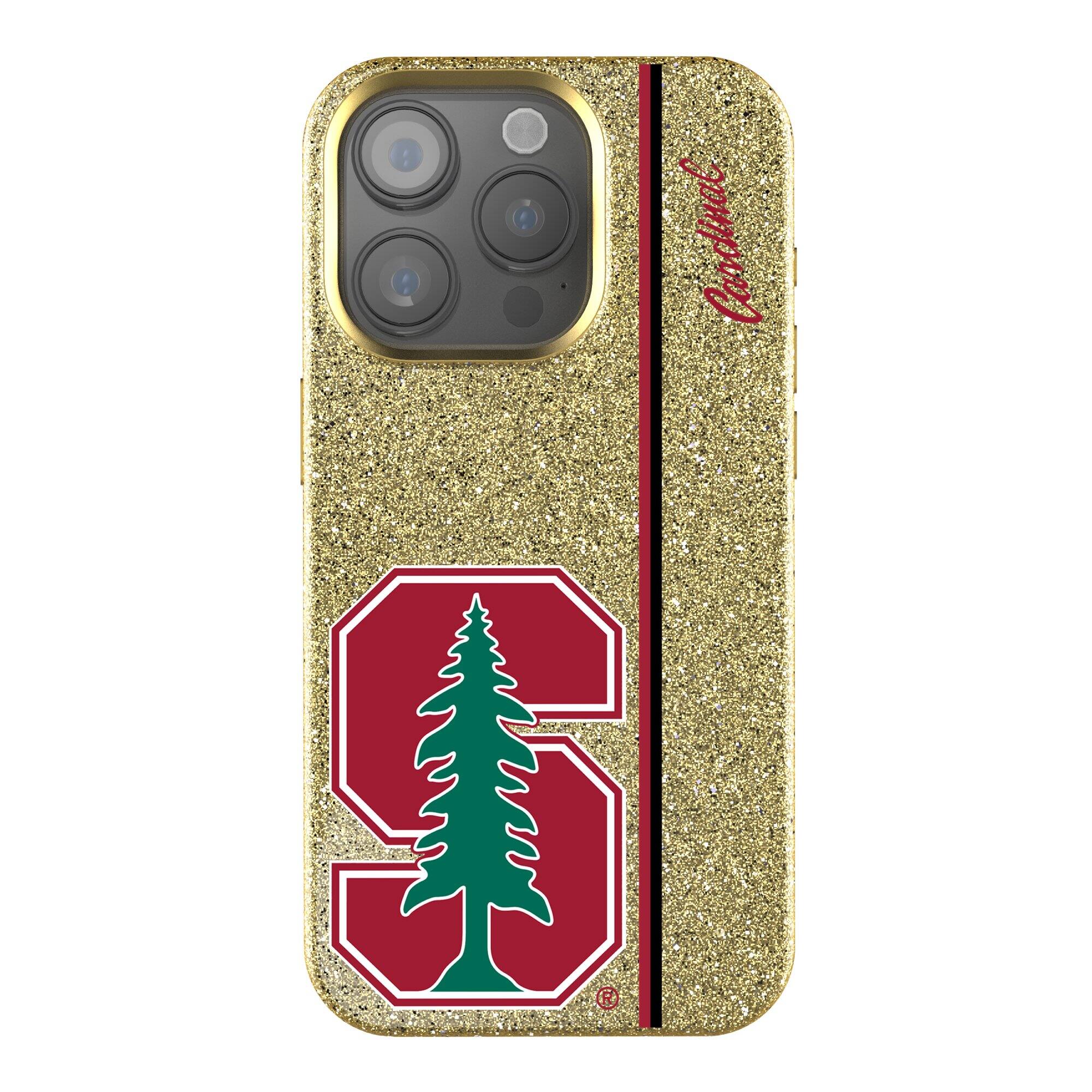 Front. Keyscaper - Stanford Cardinal iPhone Bling Case - 15 - Gold.