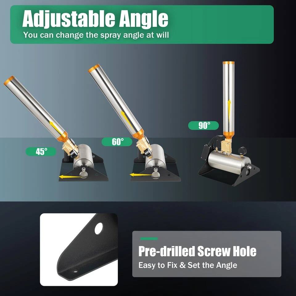 Adjustable Angle  
You can change the spray angle at will  

45° 60° 90°  

Pre-drilled Screw Hole  
Easy to Fix & Set the Angle