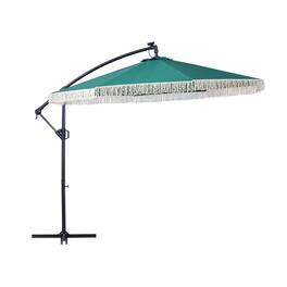Mondawe - 10ft Patio Offset Hanging Lighted Umbrella with Tassels - Green