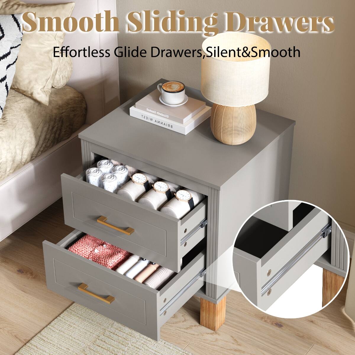 Smooth Sliding Drawers  
Effortless Glide Drawers, Silent & Smooth