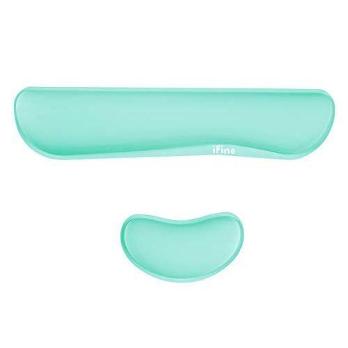 Earthley Blooms - Upgrade Cleanable Pu Leather Wrist Rest Pad & Mouse Cushion Support For School Home Office Computer Laptop - Mint