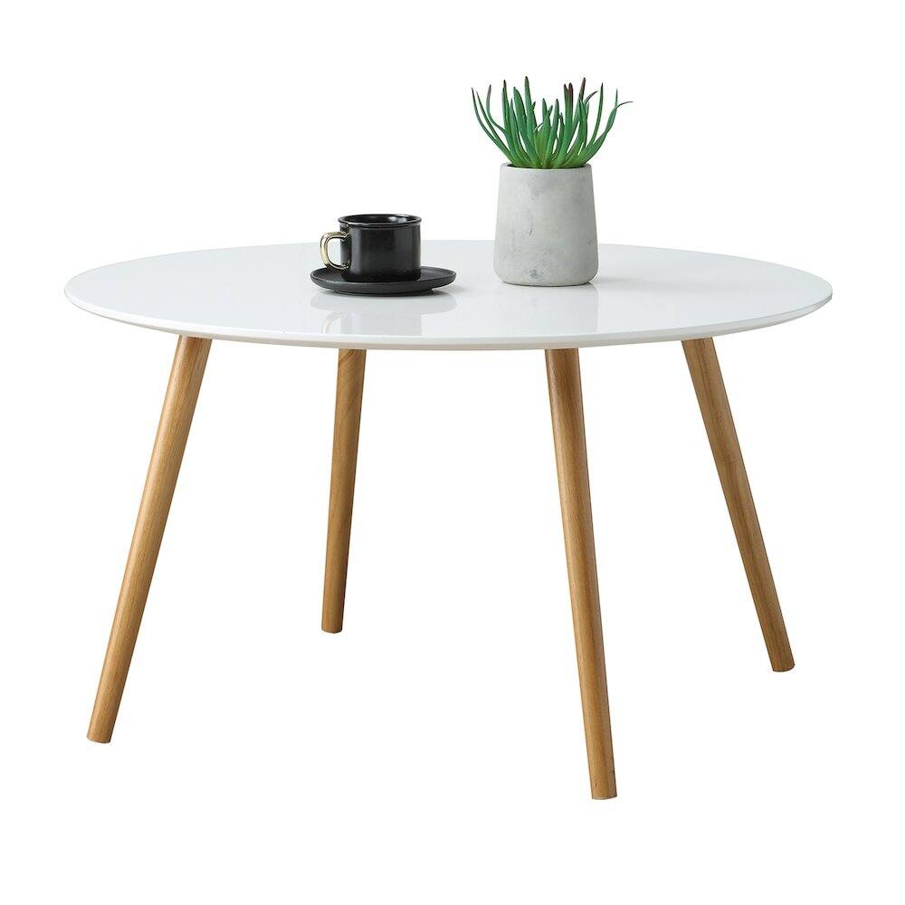 Angle. Convenience Concepts - Oslo Round Coffee Table - Glossy White.