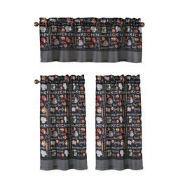 RT Designers Collection - Polyester Cucina Bless 3 PC Kitchen Curtains Valance & Tiers Set 52" x 18" Muticolor - Multicolor