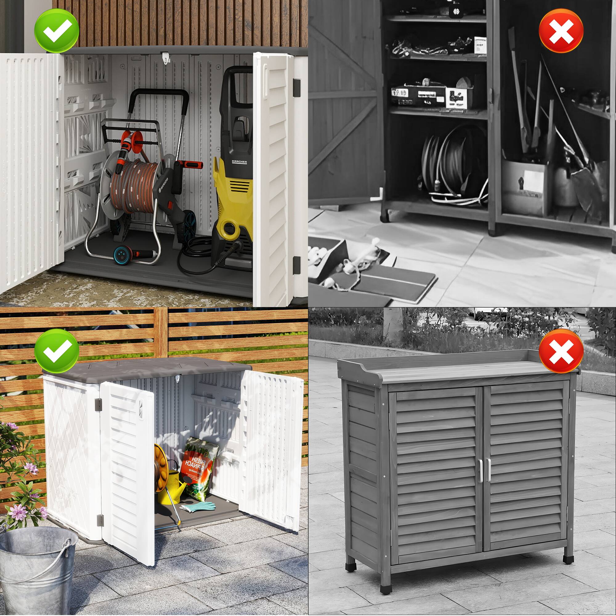 Alt View 1. Yardgrace - 35 cu.ft. Waterproof Horizontal Storage Shed, Multi-Opening Deck Box for Bike, Garbage Cans Lawn Mower, for Garden Patio - white.
