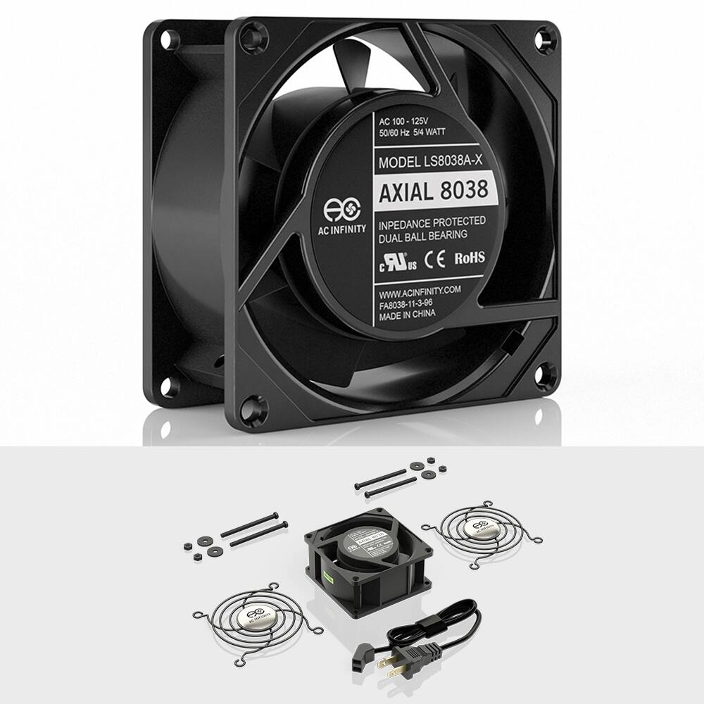AC 100-125V 50/60 Hz 5/4 WATT  
MODEL LS8038A-X  
AXIAL 8038  
IMPEDANCE PROTECTED  
DUAL BALL BEARING  
AC INFINITY  
US CE RoHS  
WWW.ACINFINITY.COM  
FA8038-11-3-96  
MADE IN CHINA