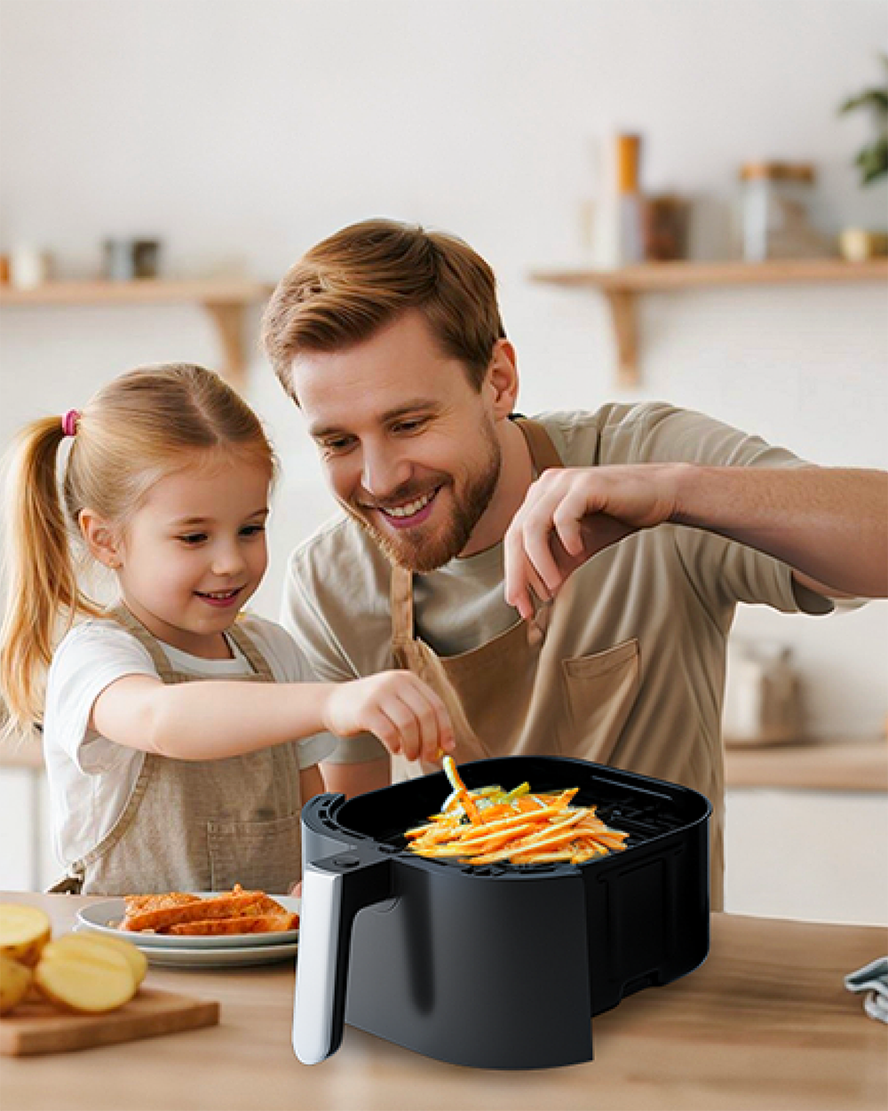 Alt View 5. QIDO - 5 Qt. 8-in-1 Air Fryer 450°F Max Temp with Nonstick Basket Air Fry, Roast, Broil, Reheats, Dehydrates, Less Oil - Black.