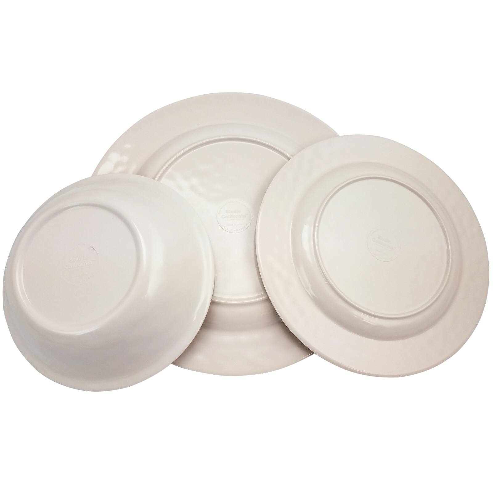 Alt View 1. Studio California - Studio California Melamine Mauna 12 Piece Dinnerware Set - White.