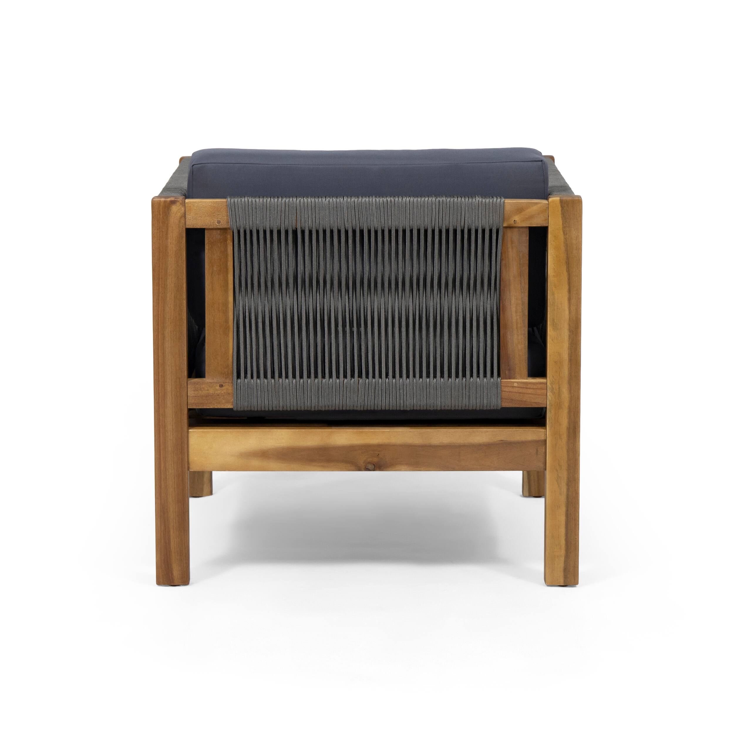 Alt View 9. Siljoy - OUTDOOR CLUB CHAIR (Set of 2), Acacia Wood Brown Patina with Cream Cushion - Teak.