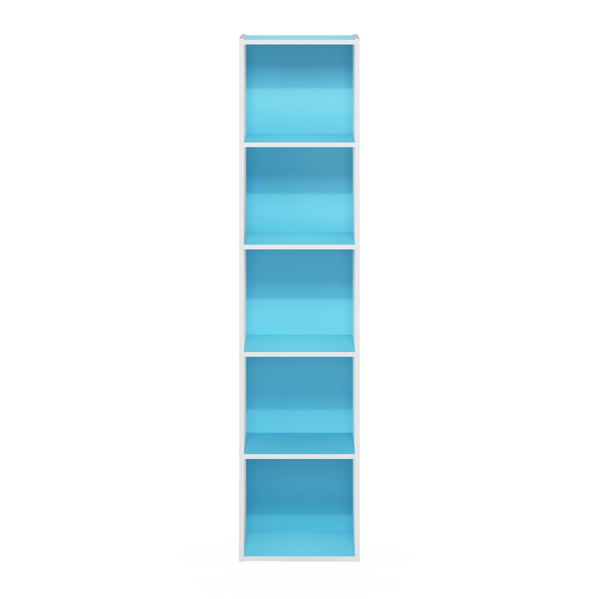 Alt View 1. Furinno - Pasir 5-Tier Open Shelf Bookcase - Light Blue/White.