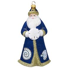 Front. Joy to the World Collectibles - Joy to the World Glitterazzi Beachy Santa Polish Glass Christmas Ornament - Multicolor.
