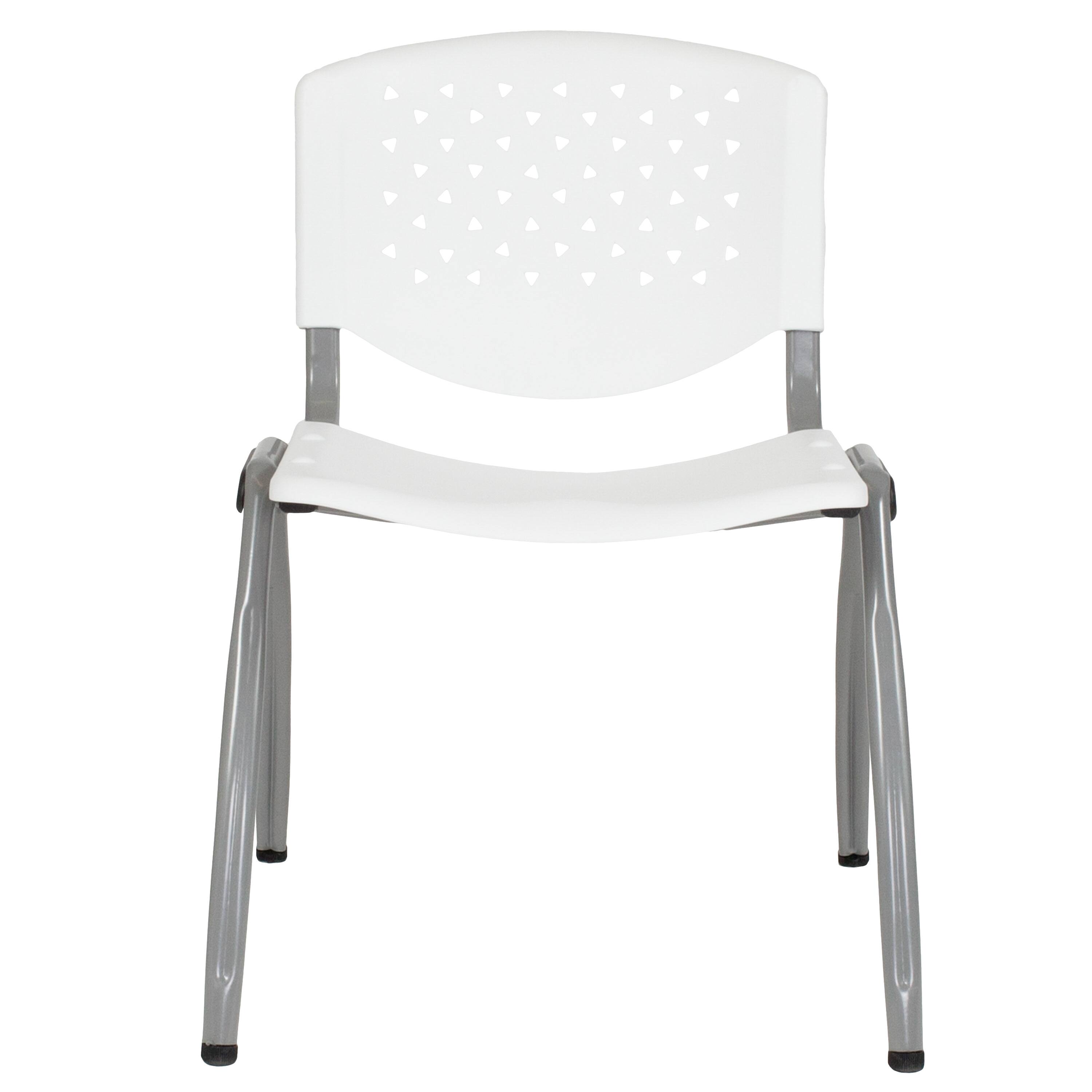 Alt View 7. Emma + Oliver - Home and Office Plastic Stack Chair with Perforated Back - Guest Chair - White.
