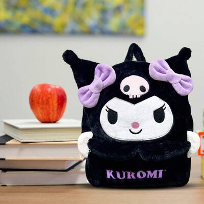 Hello Kitty - Sanrio Kuromi 16 Inch Embroidered Plush Backpack - Black/Purple Hello Kitty - Sanrio Kuromi 16 Inch Embroidered Plush Backpack - Black/Purple