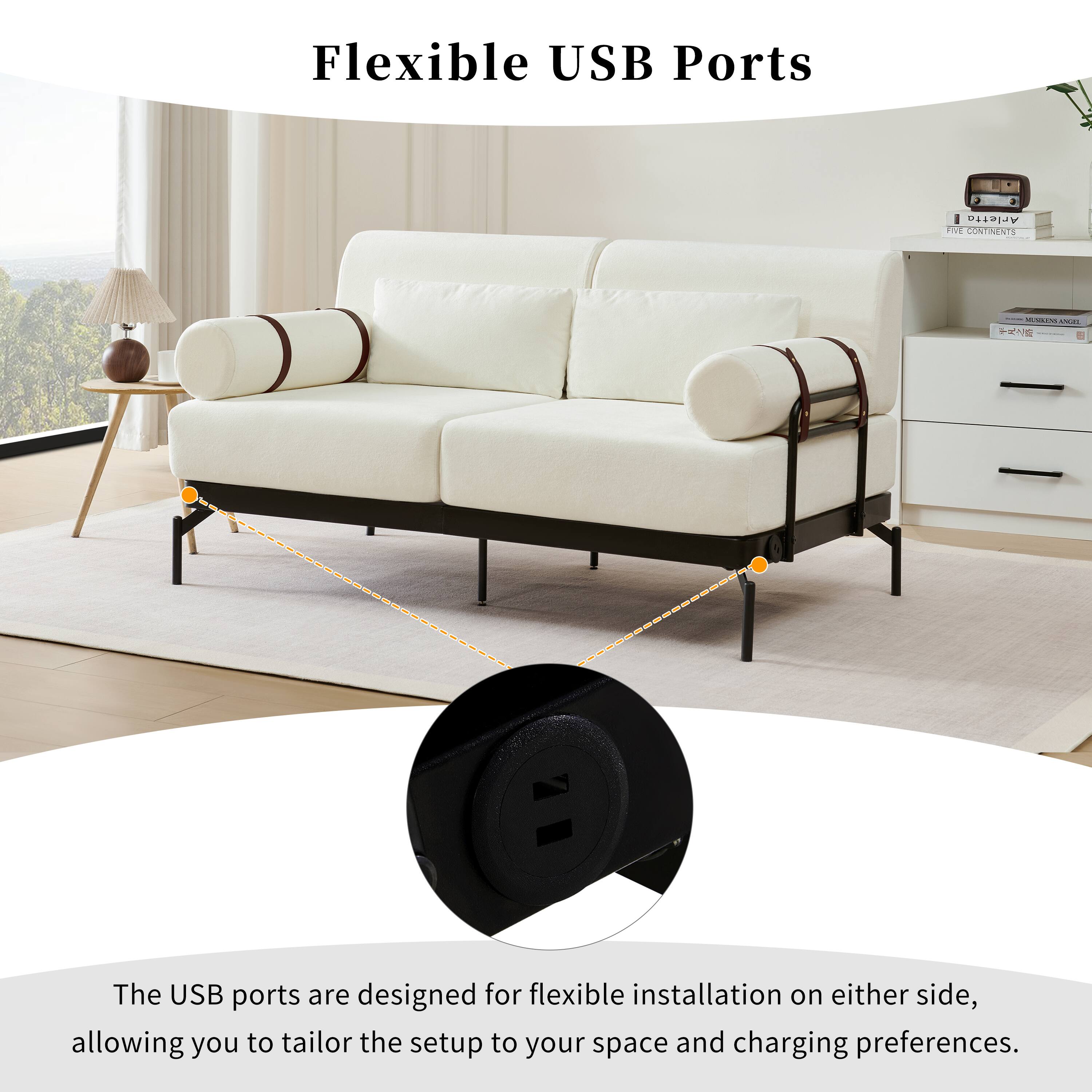 Flexible USB Ports

The USB ports are designed for flexible installation on either side, allowing you to tailor the setup to your space and charging preferences.
