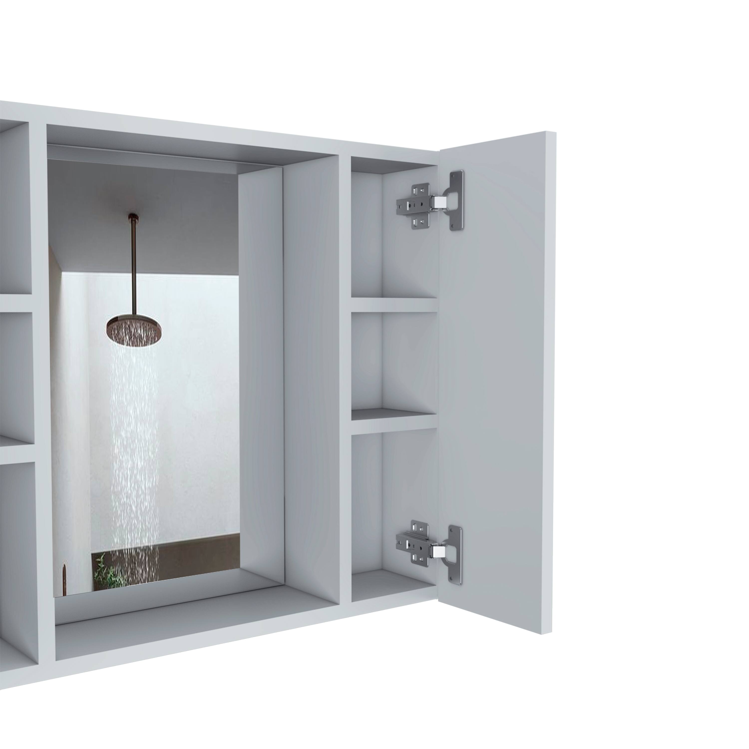 Alt View 1. TuHome - Wall-Mount Mirror Medicine Cabinet with Two Doors for Interior Storage - White.