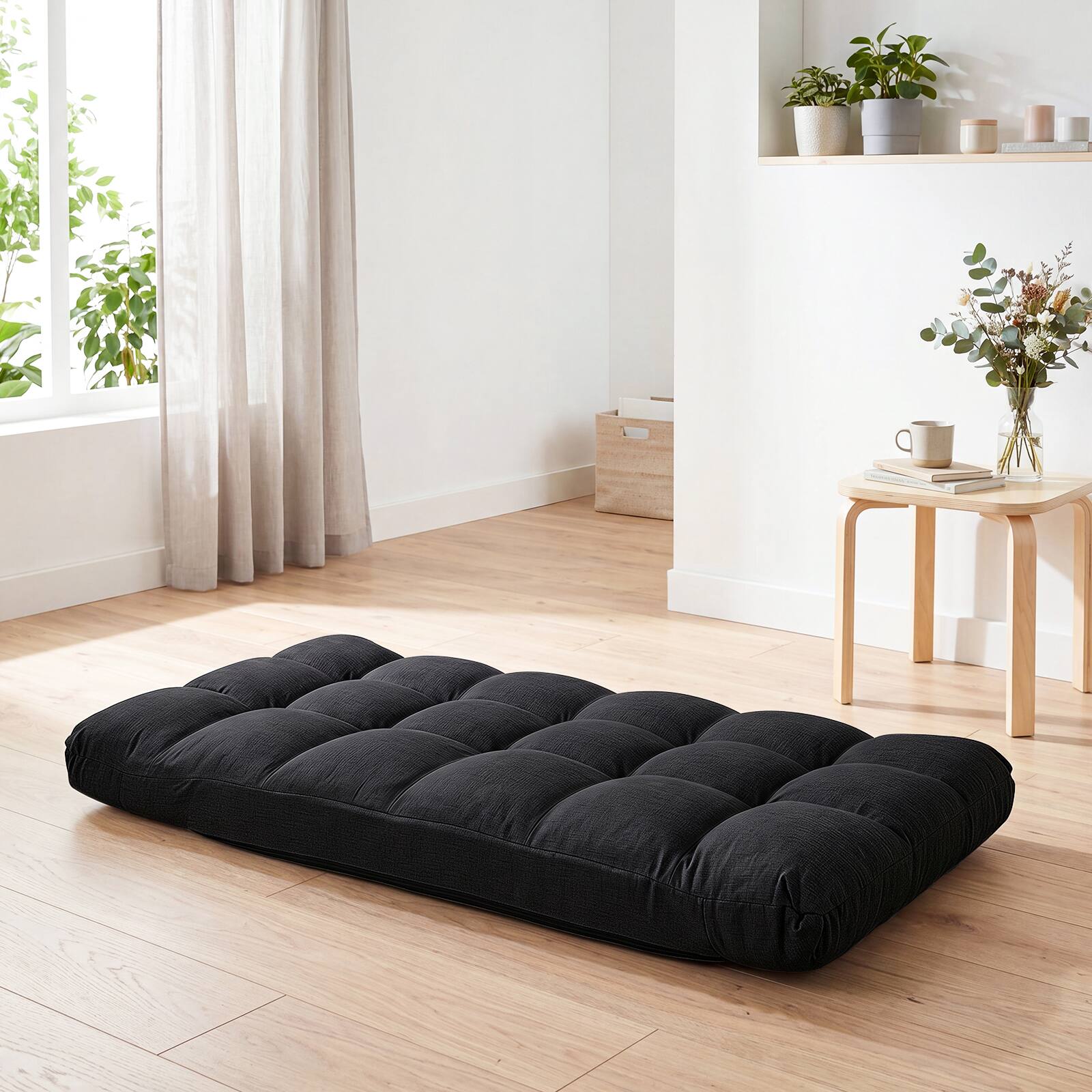Alt View 4. Costway - Costway Adjustable 14-Position Floor Chair Folding Lazy Sofa Lounge Chair Black - Black.
