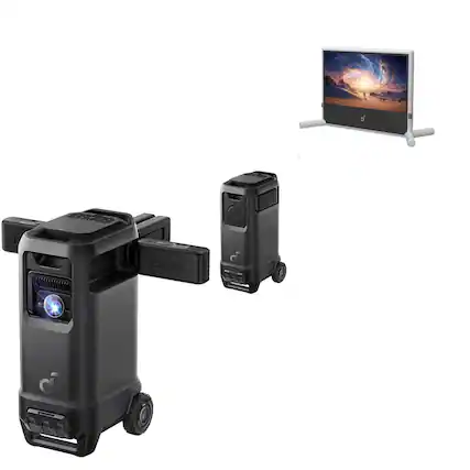 Front. Nebula - soundcore X1 Pro Mobile Theater: 4K Triple Laser Projector with 120" Silent Inflatable Screen, Dolby Atmos, Optical Zoom.