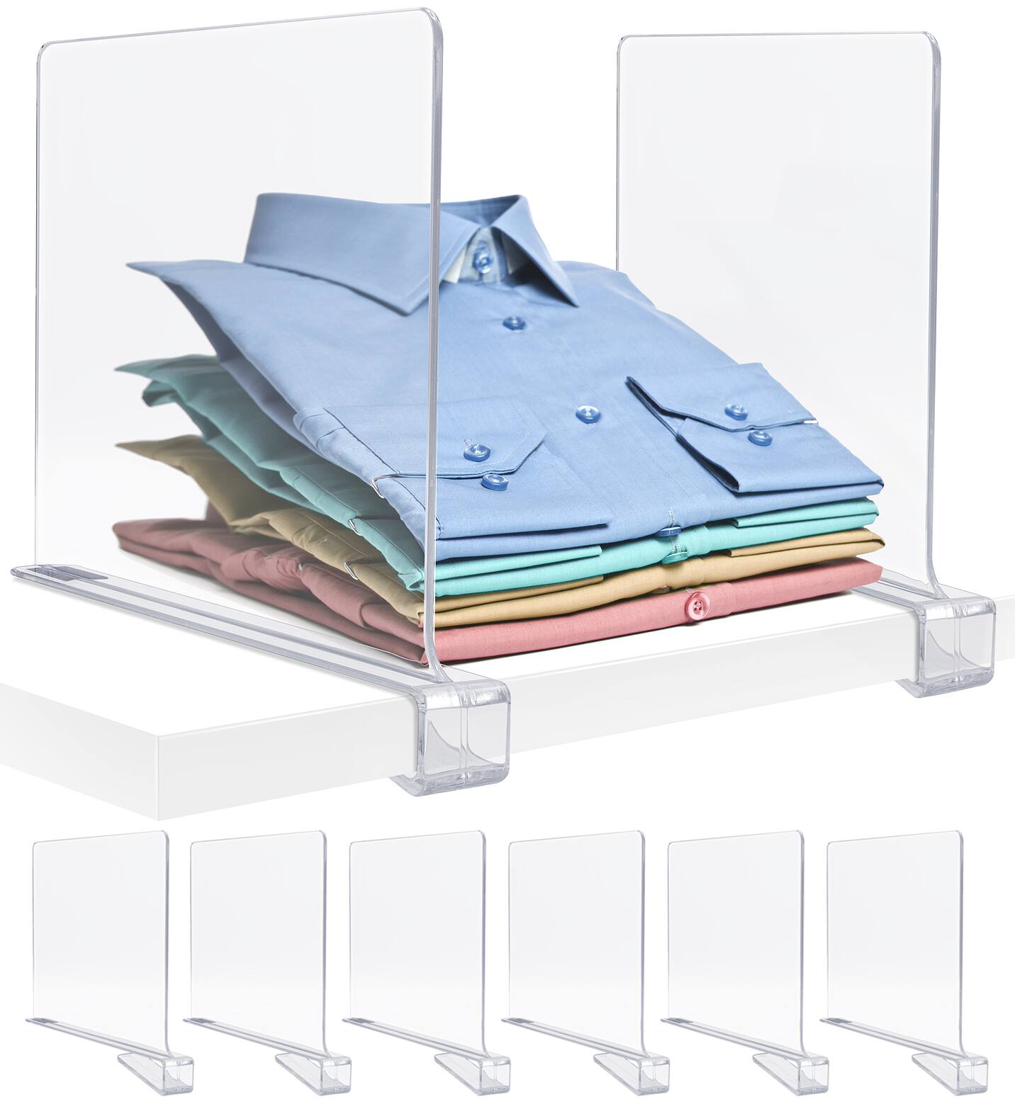 Front. Sorbus - Sorbus 6 Pack Acrylic Shelf Dividers for Shelves, Great Organizer for Clothes, Linens, Purse Separators - Clear.