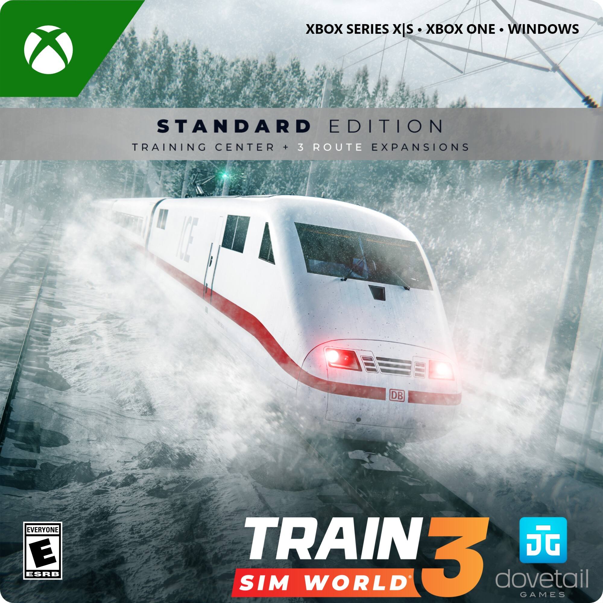 Xbox Series X|S Standard Edition Training Center + 3 Route Expansions. DB Everyone E ESRB Train 3 JG Sim World Dovetail Games. - E (Everyone)