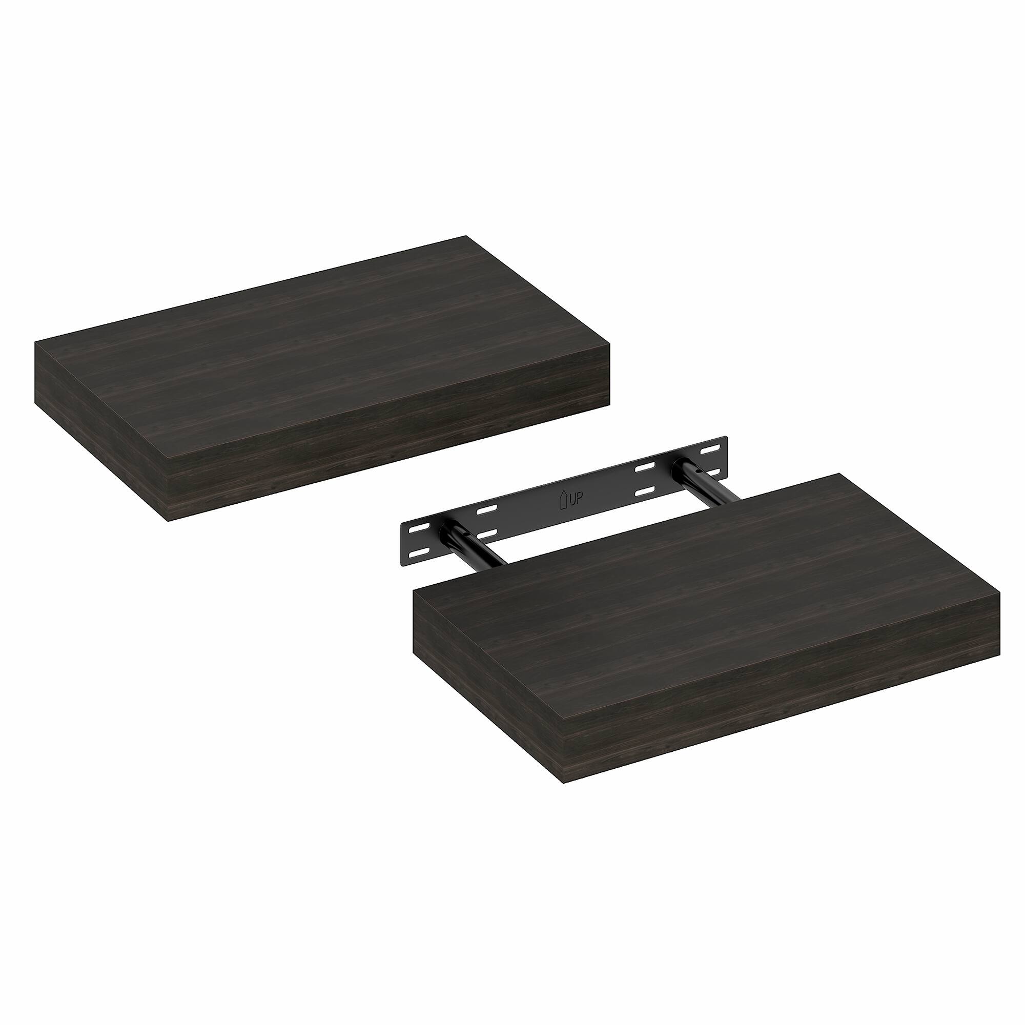 Alt View 3. Furinno - TANNA Floating Shelves for Wall Set of 2, 9 x 16 Wall Shelf, Wall Mounted Shelf with Invisible Bracket, 2-in Thick - Tobacco Oak.