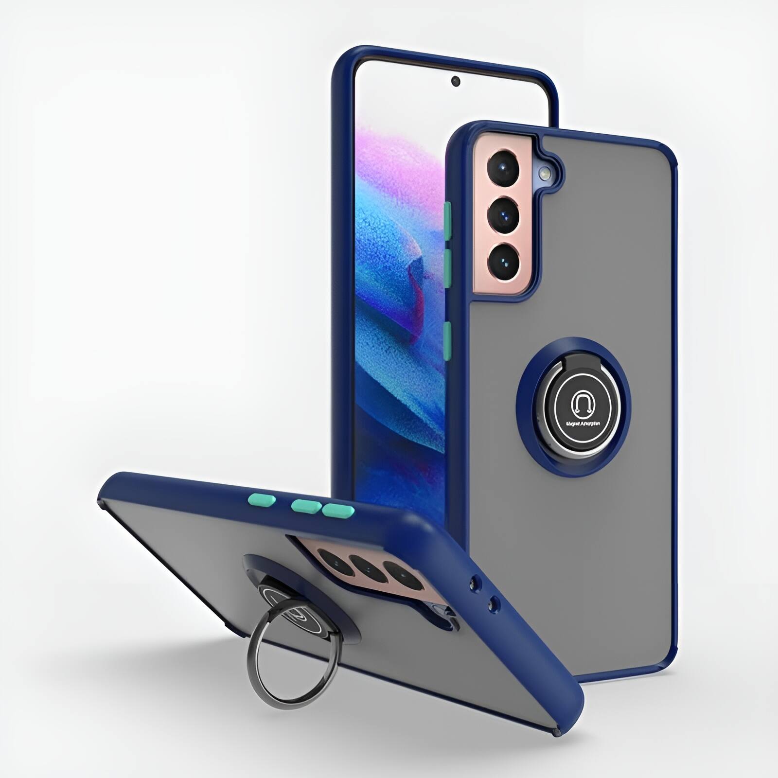 Front. Entronix - Entronix Galaxy A34 Case - Durable Matte Gripstand with Kickstand Feature - Blue.