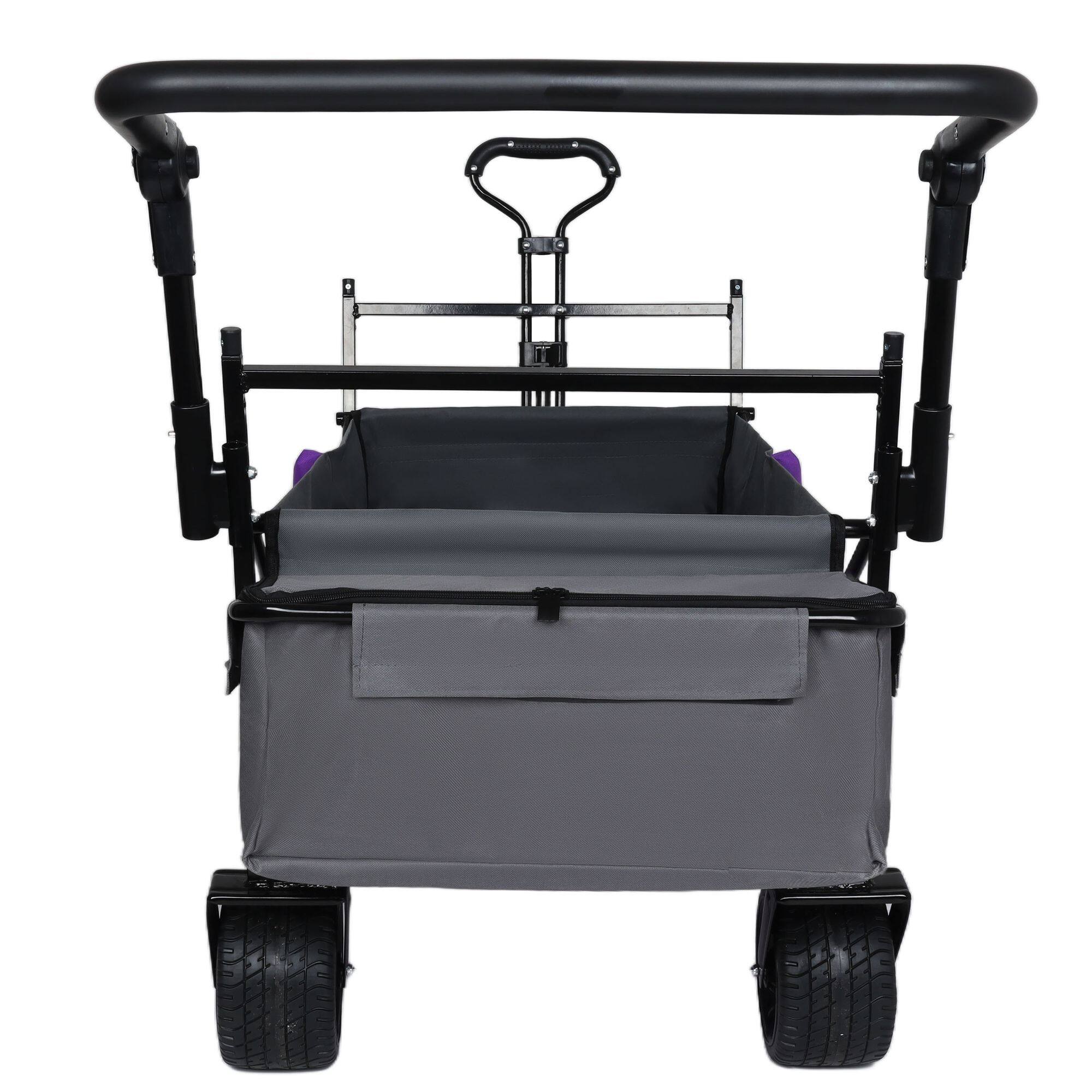 Alt View 1. Loheer - Loheer Collapsible Wagon with Canopy Push Handle Heavy Duty Folding Cart All Terrain Wheels Purple.