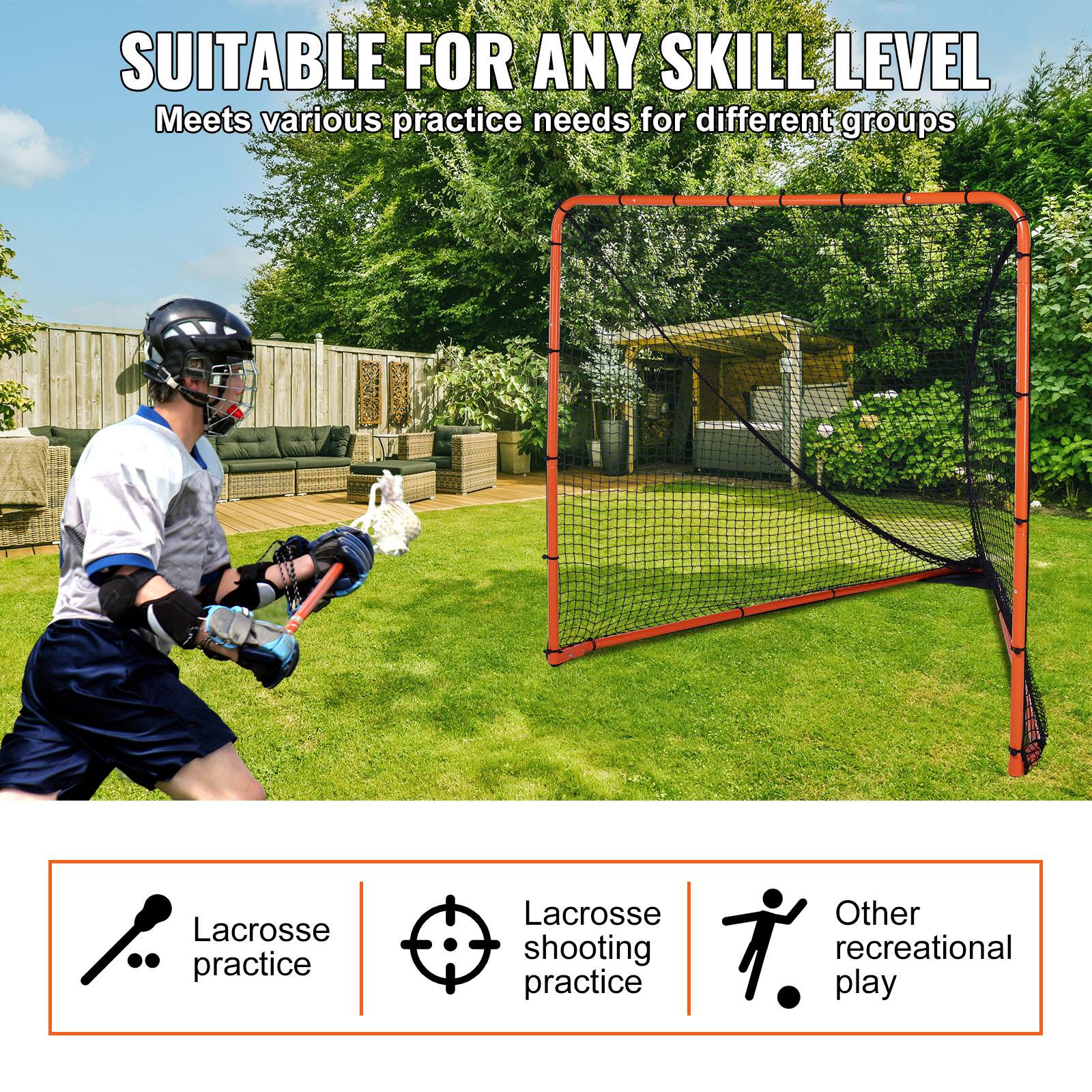 SUITABLE FOR ANY SKILL LEVEL
Meets various practice needs for different groups
Lacrosse practice
Lacrosse shooting practice
Other recreational play