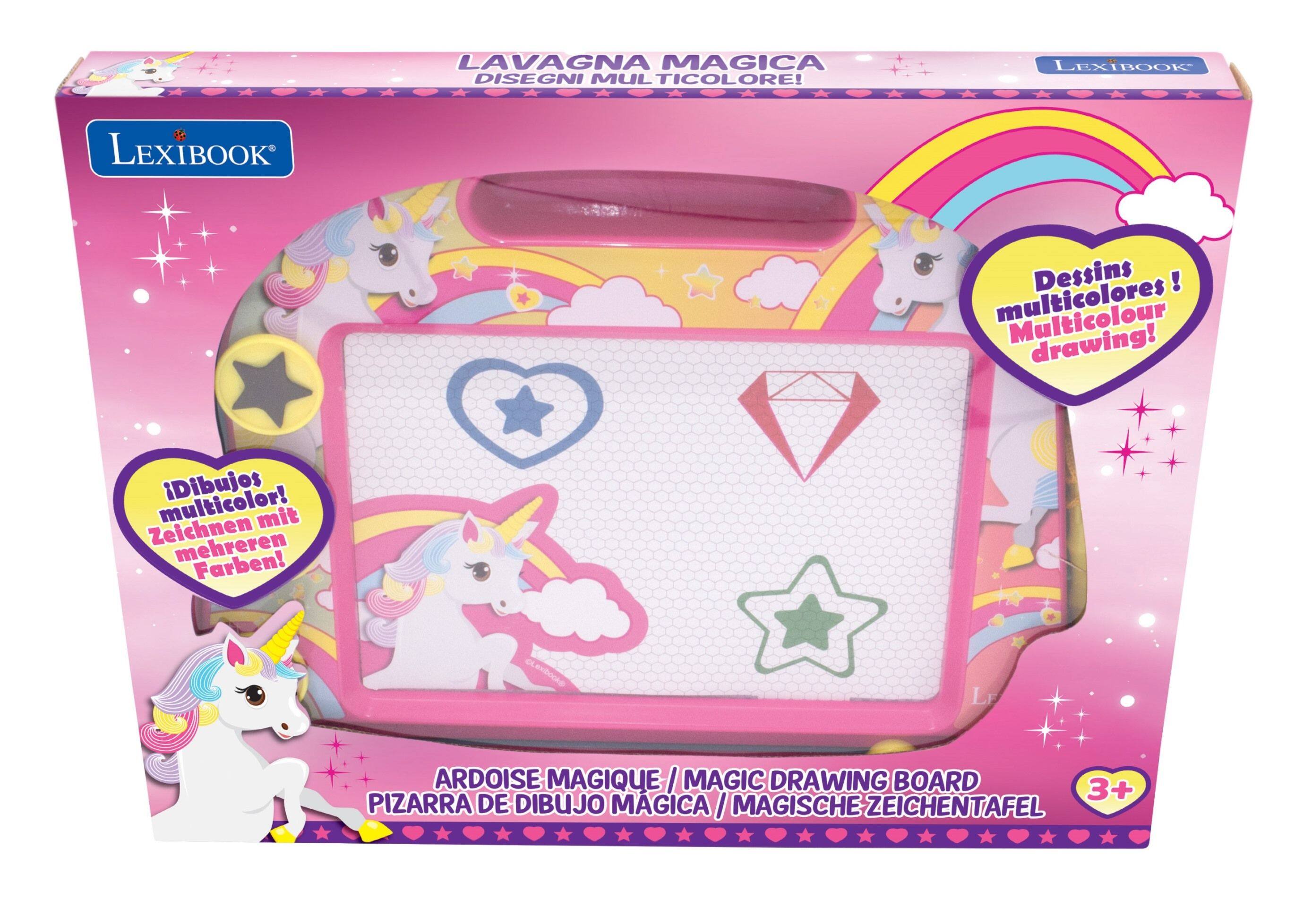 LAVAGNA MAGICA DISEGNI MULTICOLORE!  
LEXIBOOK  
Dessins multicolores!  
Multicolour drawing!  
Dibujos multicolor!  
Zeichnen mit mehreren Farben!  
ARDOISE MAGIQUE / MAGIC DRAWING BOARD  
PIZARRA DE DIBUJO MÁGICA / MAGISCHE ZEICHENTAPEL