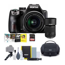 Pentax - KF DSLR Camera (Black) and 18-55mm F3.5-5.6 + 300mm Lens Bundle Kit