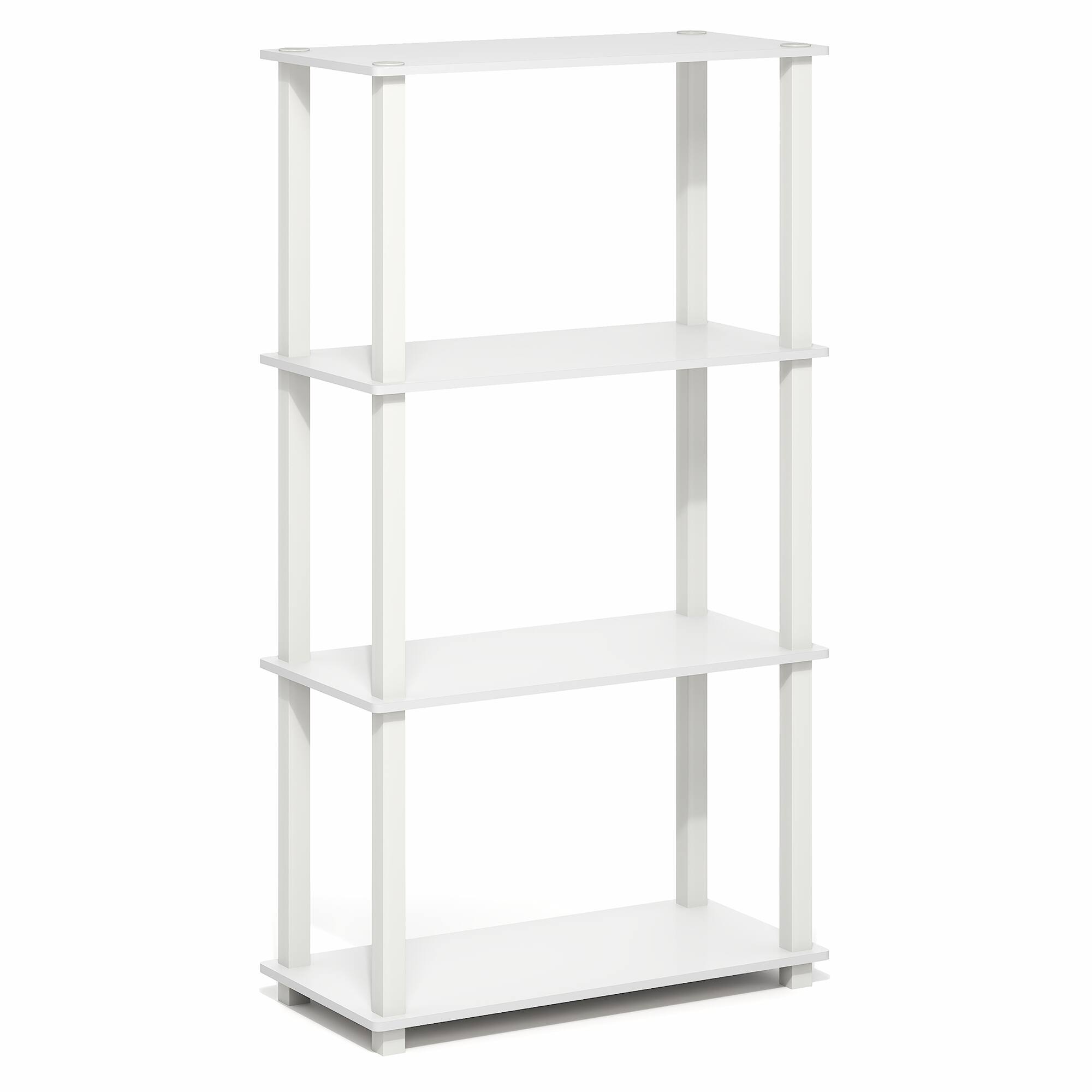 Alt View 5. Furinno - TURN-S-TUBE Storage Shelves, 4-Tier Book Shelf, Corner Shelf, Toolless Open Frame Standing Shelves - White/White.