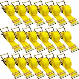 VEVOR - E Track Ratchet Strap, 18PCS 2\" x 15\' E-Track Straps 4400 LBS Breaking Strength, with Polyester Webbing - Yellow