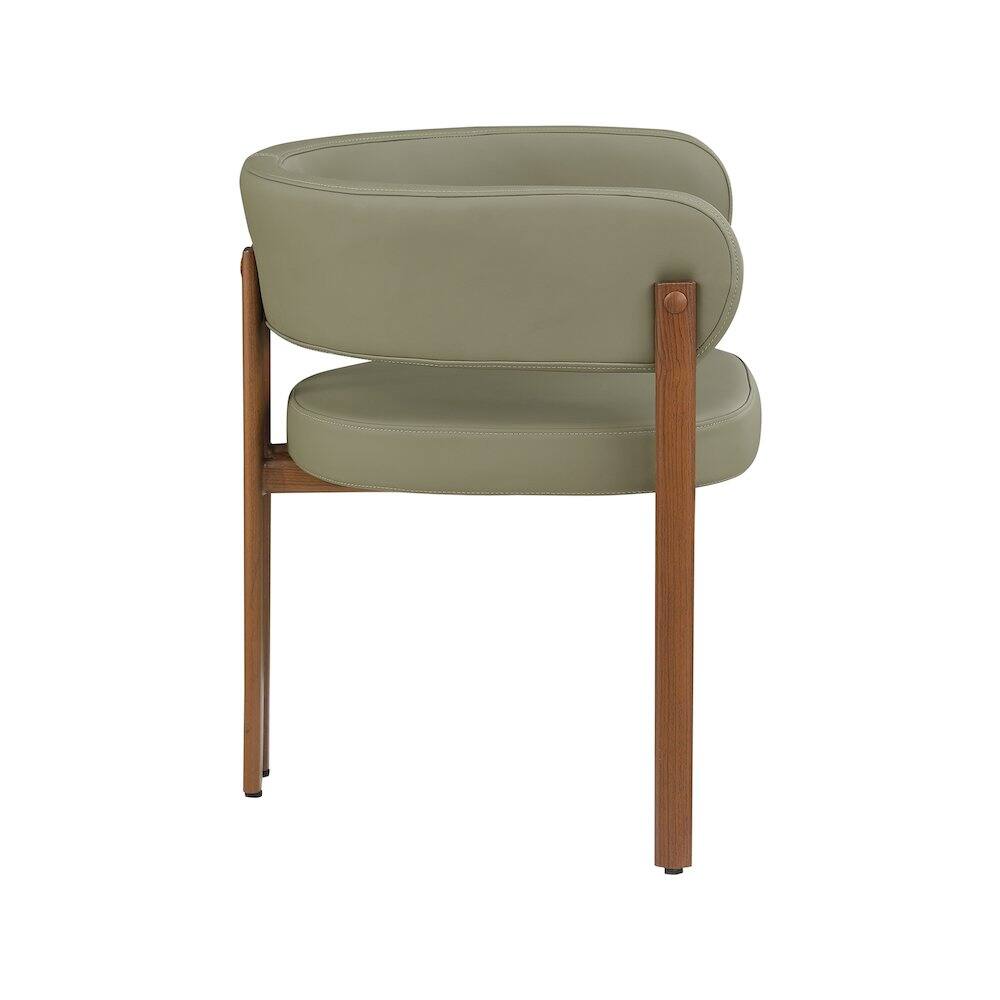 Alt View 3. Meridian Furniture - Gideon Olive Green Vegan Leather Dining Chair, Set of 2 - Green.